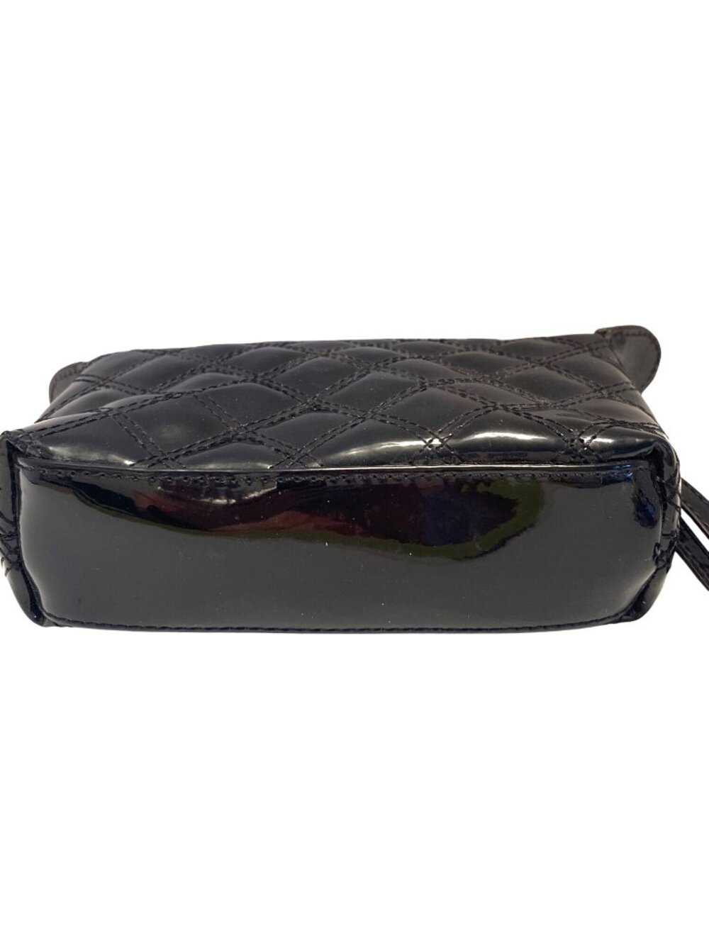 Wristlet Anne Klein Patent Leather Clutch Purse Lined Black Quilted Bag Vintage - Picture 11 of 12